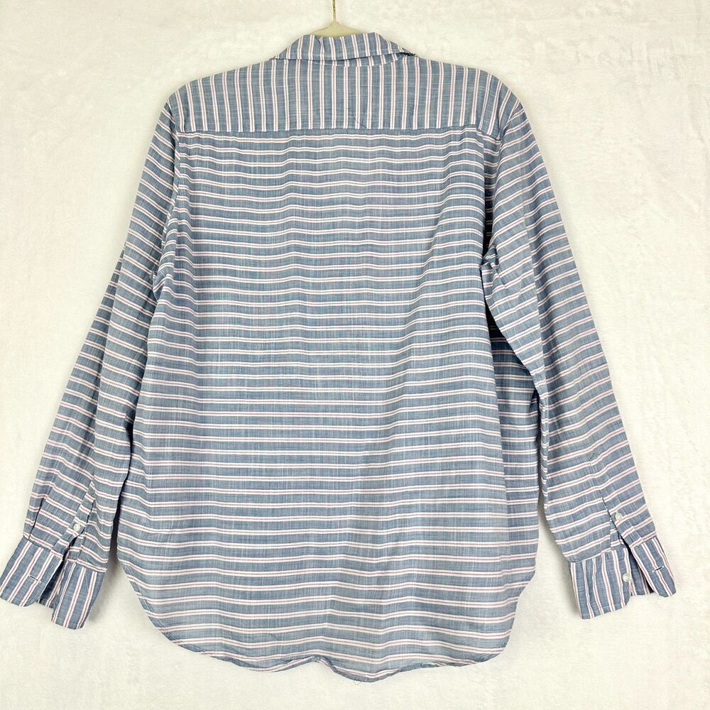 Frank Eileen Stripe Cotton Eileen Relaxed Button Up Shirt Medium Lightweight - Picture 2 of 4